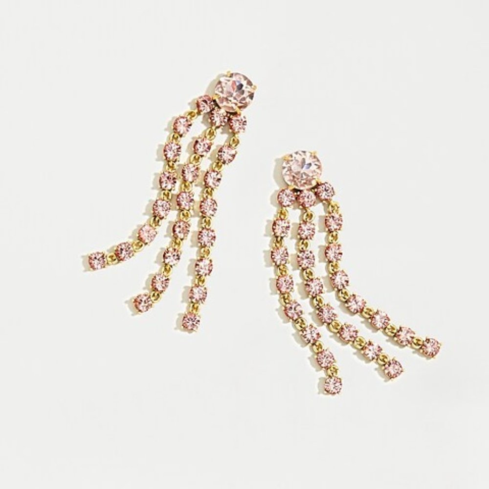 J. Crew NWT Crystal‎ Fringe Statement Earrings